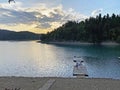 Njupac beach on Lokvarsko lake in Gorski kotar - Lokve, Croatia / KupaliÃÂ¡te NjupaÃÂ na Lokvarskom jezeru u Gorskom kotaru Royalty Free Stock Photo